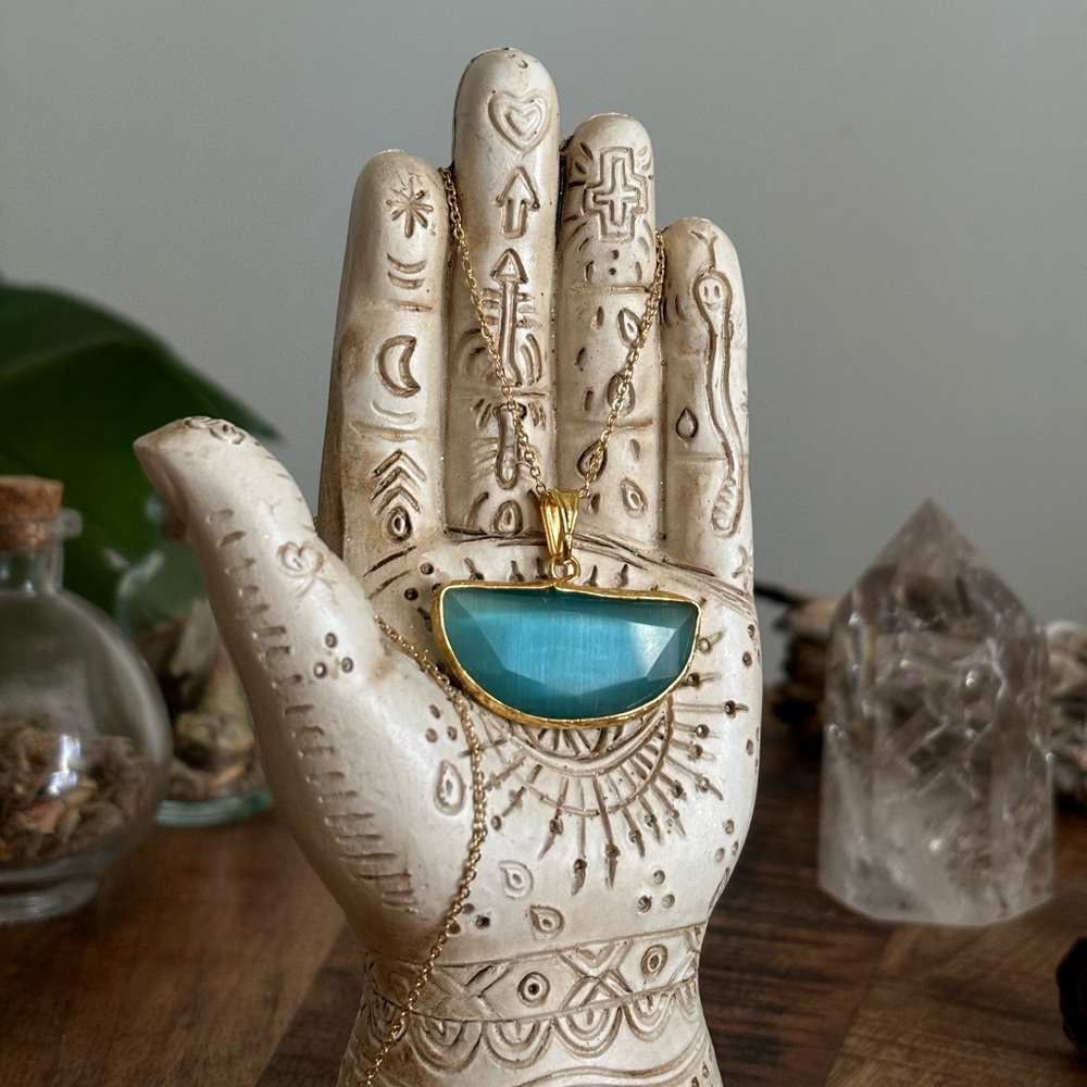 Artisan Gold and Turquoise Pendant Necklace